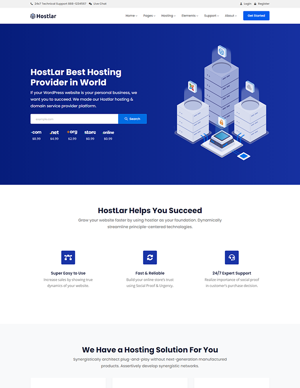 Hostlar – Domain Hosting Provider HTML Template with WHMCS and RTL